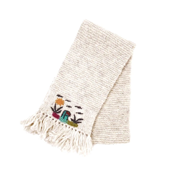 WOMEN'S SCARF GRAY- WOOL, Landscape Sirogojno-1