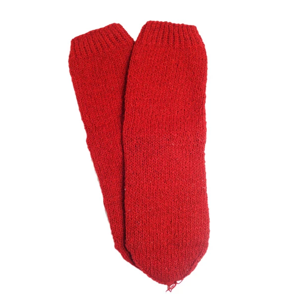 Wool socks - red, hand knitted, unisex-1