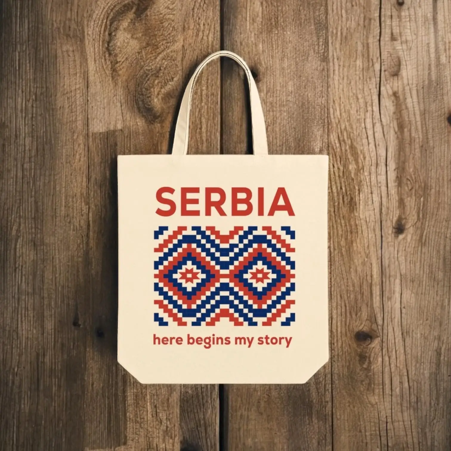 Ceger Serbia sa natpisom Here begins my story i etno motivom-2