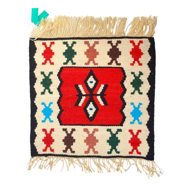 Ručno rađeni tradicionalni srpski vuneni ćilim - etno ornamentika, jedinstveni ukrasni predmet.-3