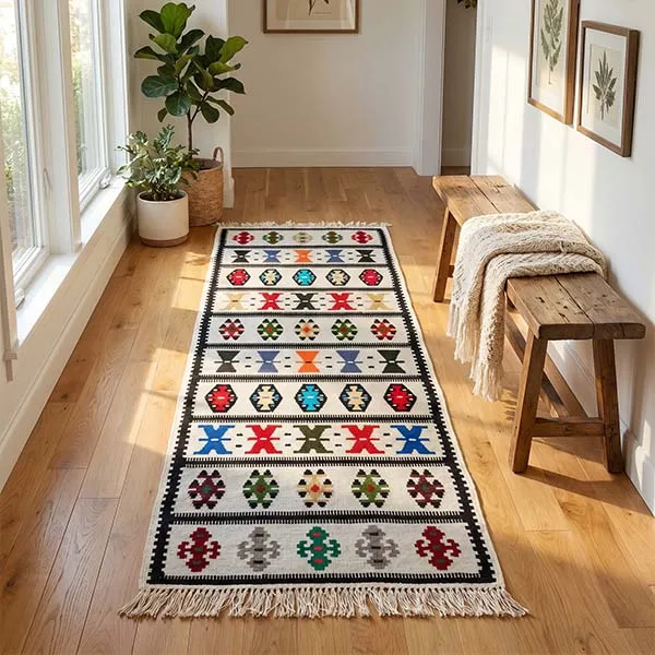 Vunena cilim staza sa pirotskim sarama 200x70 cm-3