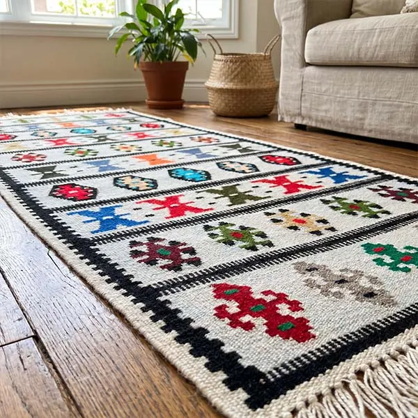 Vunena cilim staza sa pirotskim sarama 200x70 cm-2