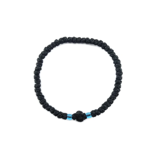 Black rosary with blue pearls-1