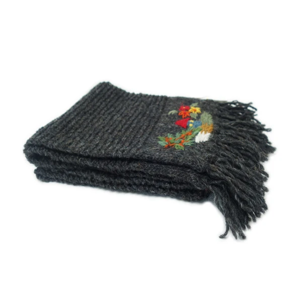 WOMEN'S SCARF BLACK- WOOL, Landscape Sirogojno-2