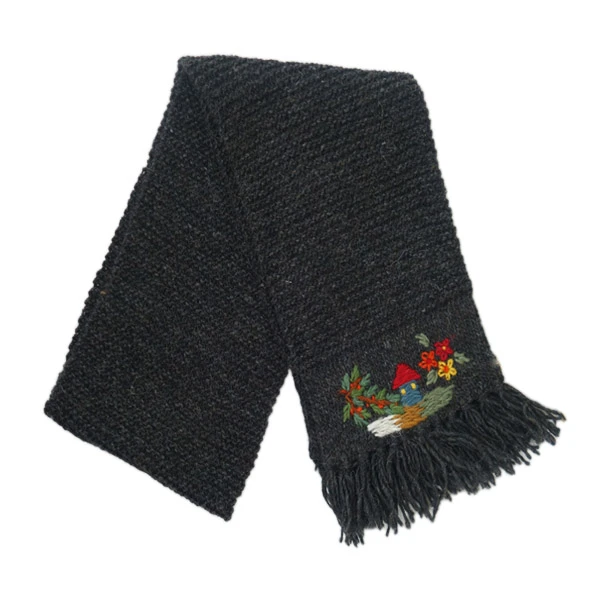 WOMEN'S SCARF BLACK- WOOL, Landscape Sirogojno-1