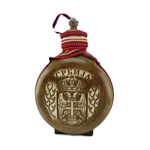 WOODEN FLASK, 0.7l, SAINT SAVA, handmade brandy canteen, buklija-3