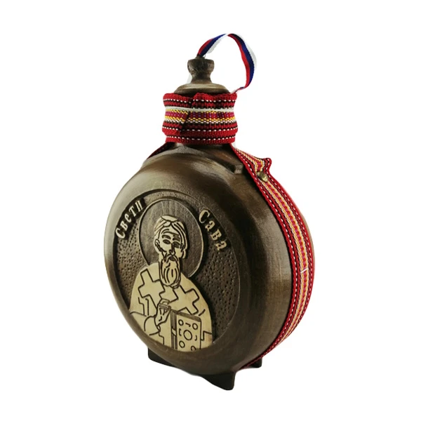 WOODEN FLASK, 0.7l, SAINT SAVA, handmade brandy canteen, buklija-2