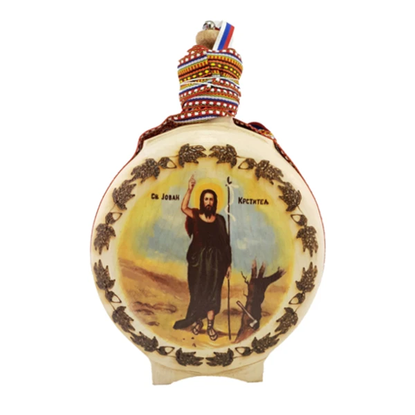 WOODEN FLASK 0.7l, SAINT JOHN, ST. JOHN, brandy canteen, buklija-1