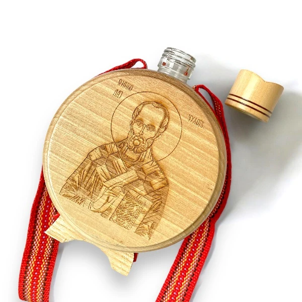 WOODEN FLASK 0,1l SAINT NICHOLAS engraving-3