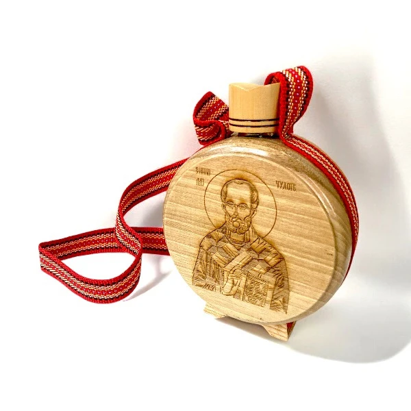 WOODEN FLASK 0,1l SAINT NICHOLAS engraving-1