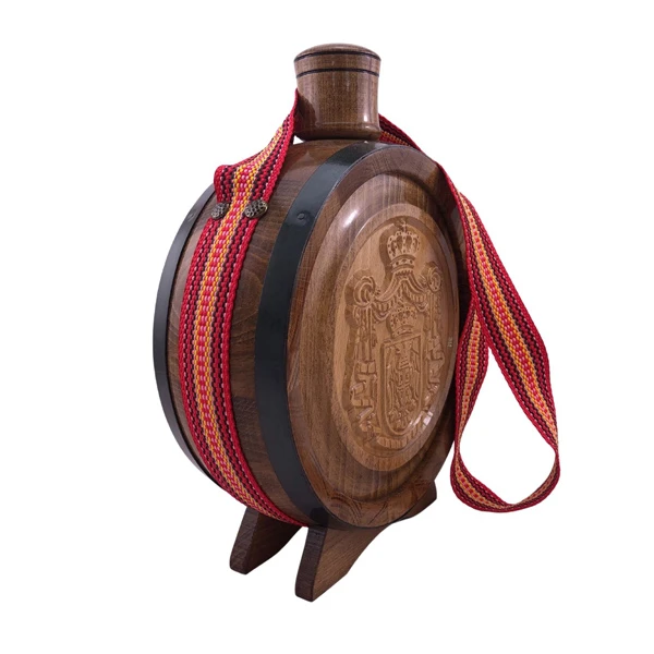 WOODEN FLASK 0,7l Coat of arms of Serbia woodcut-2