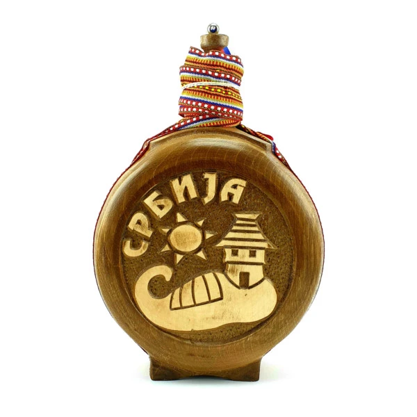 WOODEN FLASK 0.7l, OPANAK, brandy canteen, buklija-1