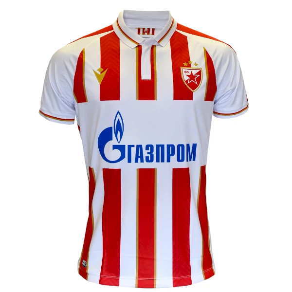 Red Star Belgrade 2022/2023 jersey in red and white colors with the coat of arms on the chest, available for purchase at Serbianshop.com-1