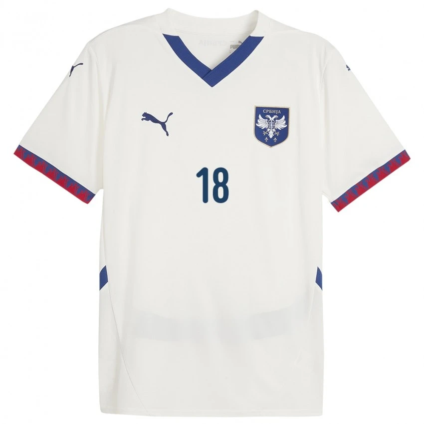 VLAHOVIĆ 18 VLAHOVIC 18 FOOTBALL JERSEY SERBIA WHITE :: SERBIAN SHOP