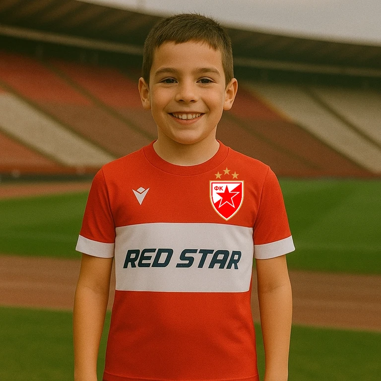 FC RED STAR MACRON RED AND WHITE T-SHIRT, junior-1