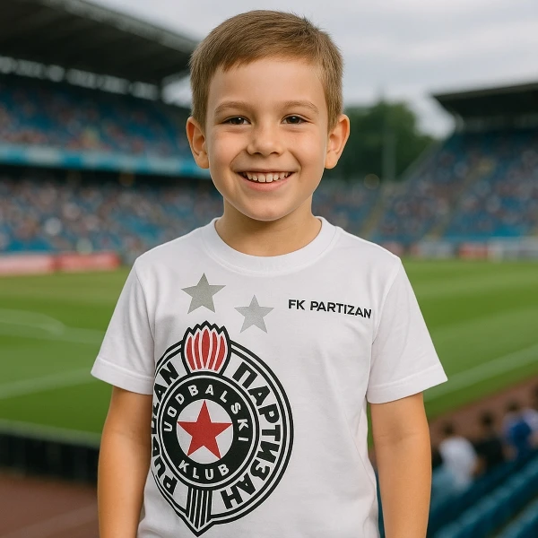 FC PARTIZAN CHILDREN'S T-SHIRT WHITE BIG COAT OF ARMS-1