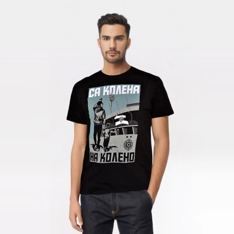 T-Shirt Partizan Belgrade FC, black color, father and son I Serbianshop.com-3