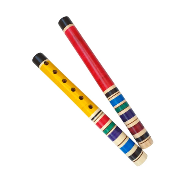 WOODEN FLUTE, RED / YELLOW (Flutes from Serbia)-1