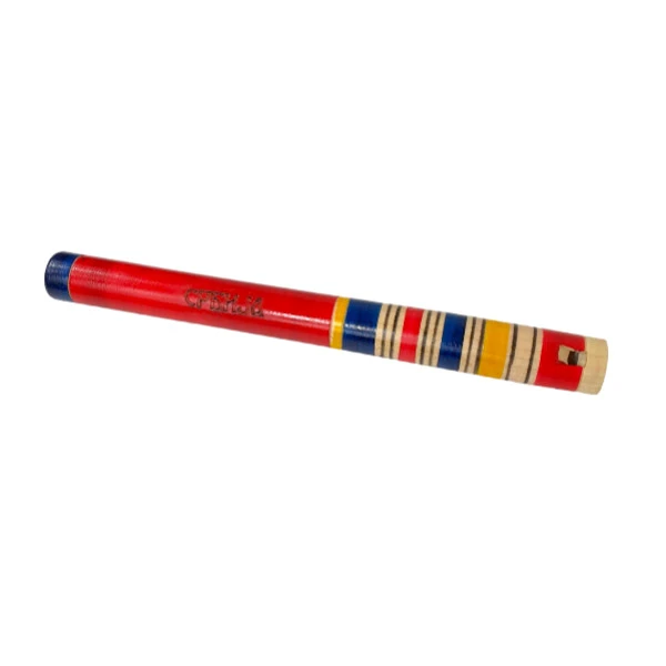 WOODEN FLUTE, YELLOW / RED WITH INSCRIPTION (Flutes from Serbia)-2