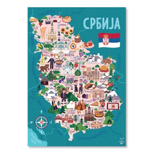 GREB-GREB PICTOGRAPHIC MAP OF SERBIA IN Cyrillic-3