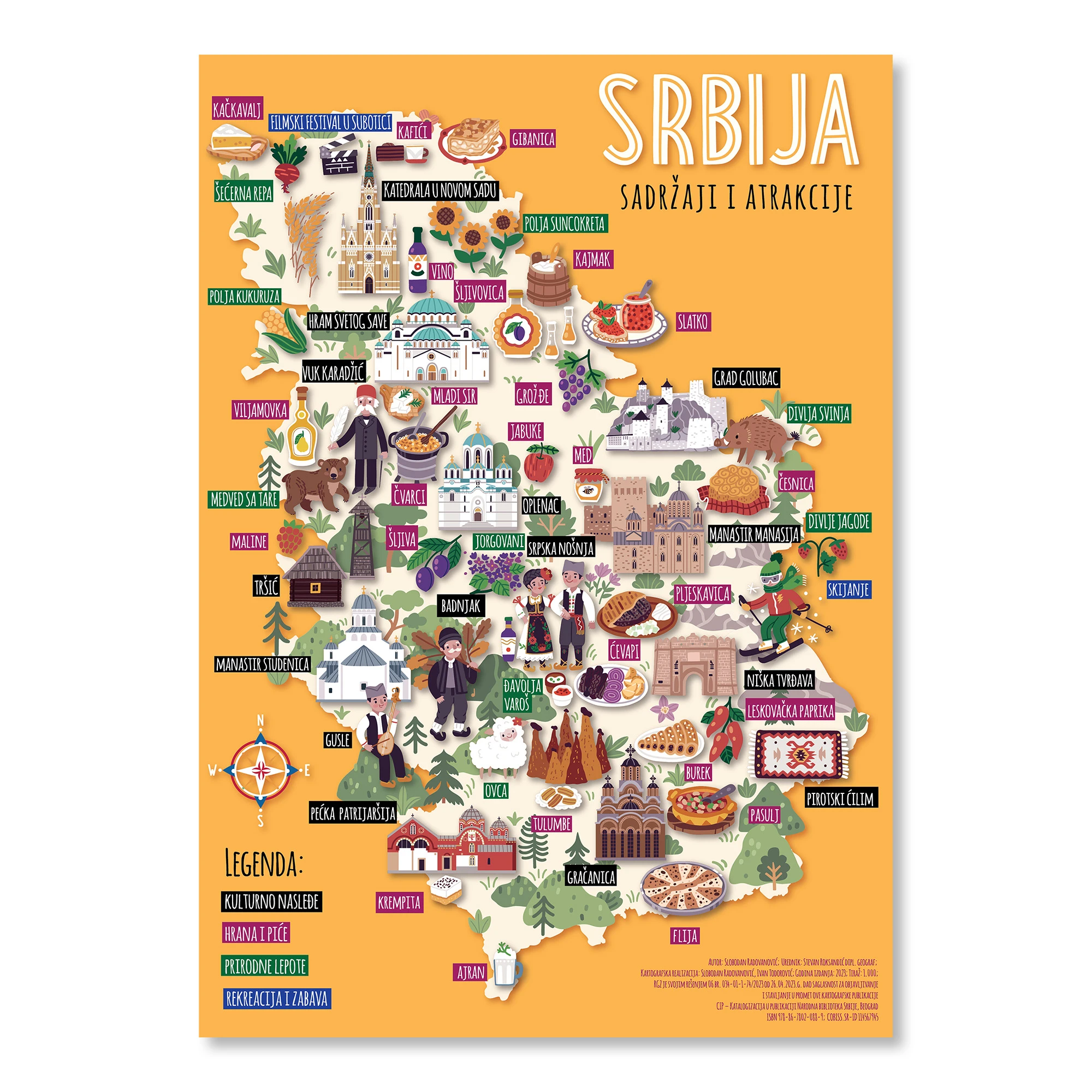 GREB-GREB PICTOGRAPHIC MAP OF SERBIA IN LATIN-4