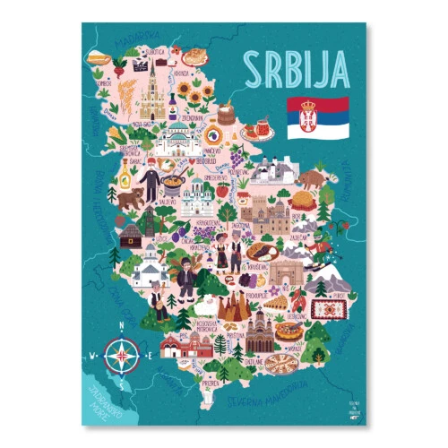 GREB-GREB PICTOGRAPHIC MAP OF SERBIA IN LATIN-3