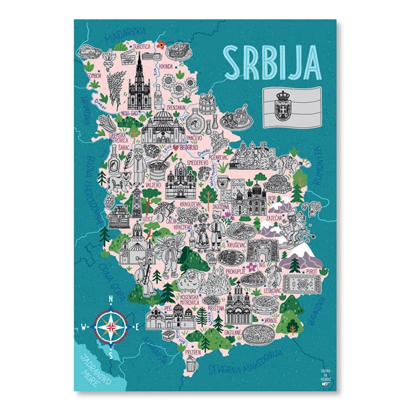 GREB-GREB PICTOGRAPHIC MAP OF SERBIA IN LATIN-2