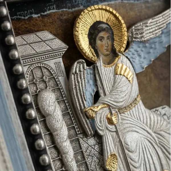 Gold plated metal icon White Angel 22x25 cm SerbianShop-3