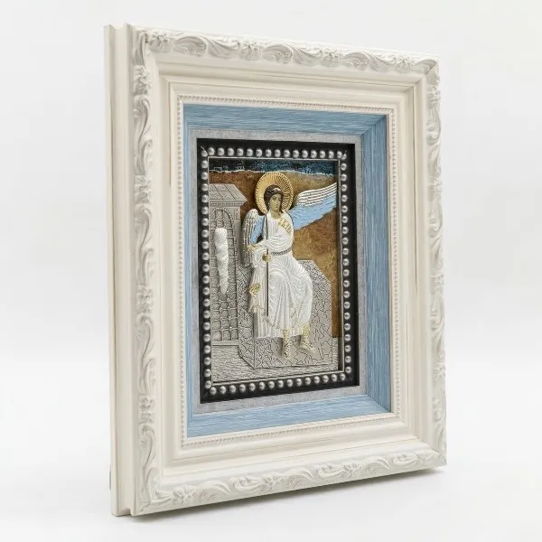 Gold plated metal icon White Angel 22x25 cm SerbianShop-2