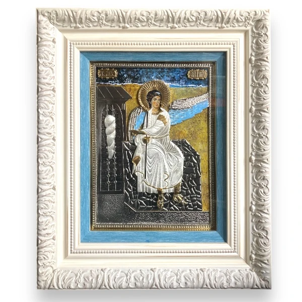 Exclusive metal icon White Angel 42x36 cm with 24K gold-plated-1