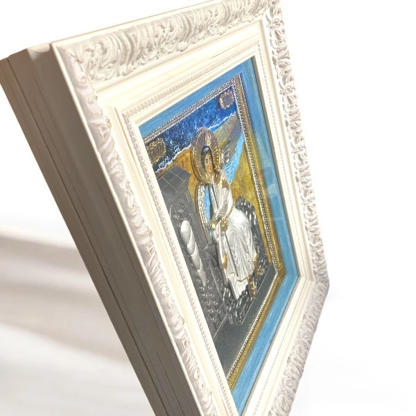 Exclusive metal icon White Angel 42x36 cm with 24K gold-plated-3