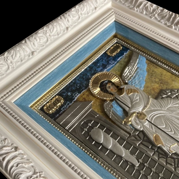 Exclusive metal icon White Angel 42x36 cm with 24K gold-plated-2