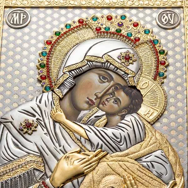 Blessed Virgin Mary 24k Gold Icon - Maica Domnului - Mutter Gottes - Presveta Bogorodica - Orthodox Icon Germany Romania - SerbianShop-2