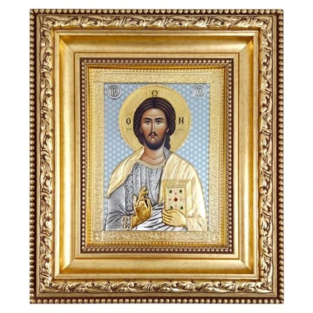 Icon of Jesus Christ 42x36 cm with 24K gold-gilded and silver-1