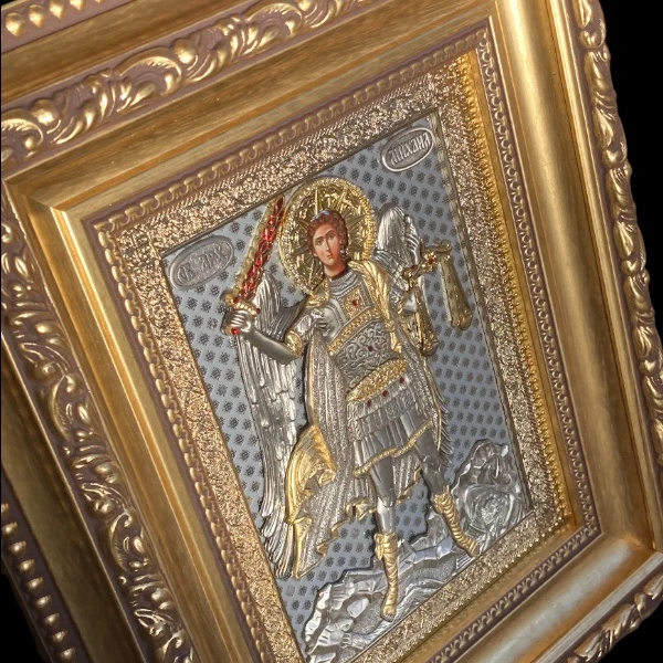 Saint Archangel Michael icon 42x36 cm with 24K gold-gilded-3