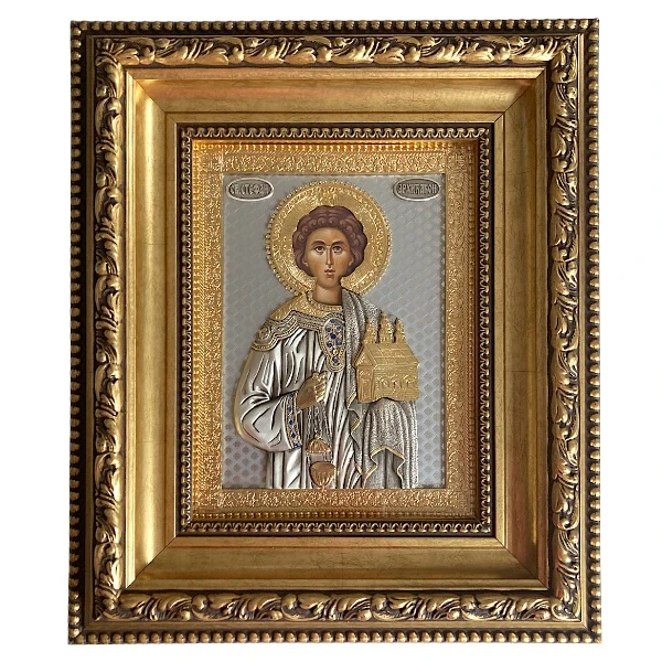 Icon Saint Stephen the First Martyr 42x36 cm with 24K gold-gilded and silver-5