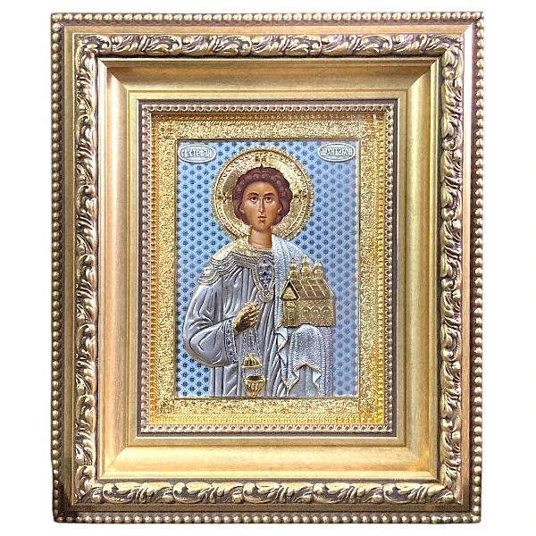 Icon Saint Stephen the First Martyr 42x36 cm with 24K gold-gilded and silver-1