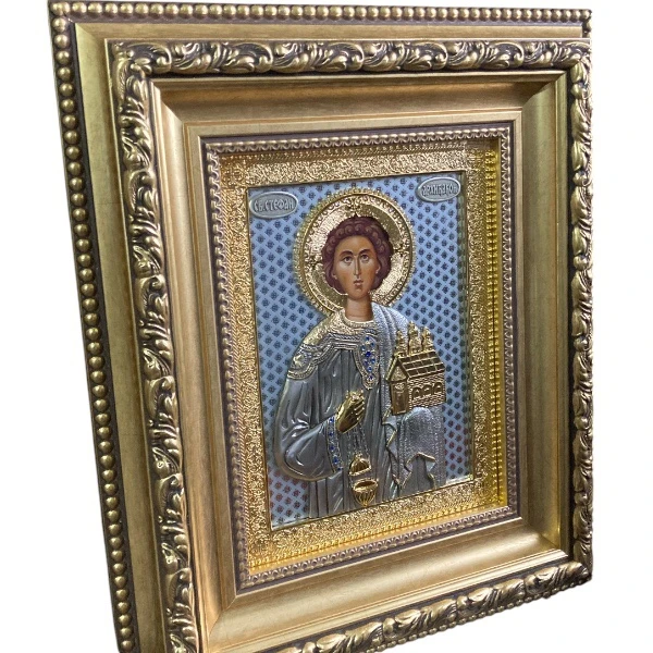 Icon Saint Stephen the First Martyr 42x36 cm with 24K gold-gilded and silver-3