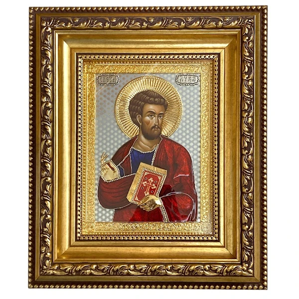 Saint Luke icon 42x36 cm with 24K gold-gilded and silver-1