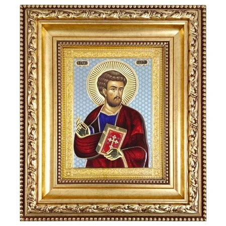 Saint Luke icon 42x36 cm with 24K gold-gilded and silver-2