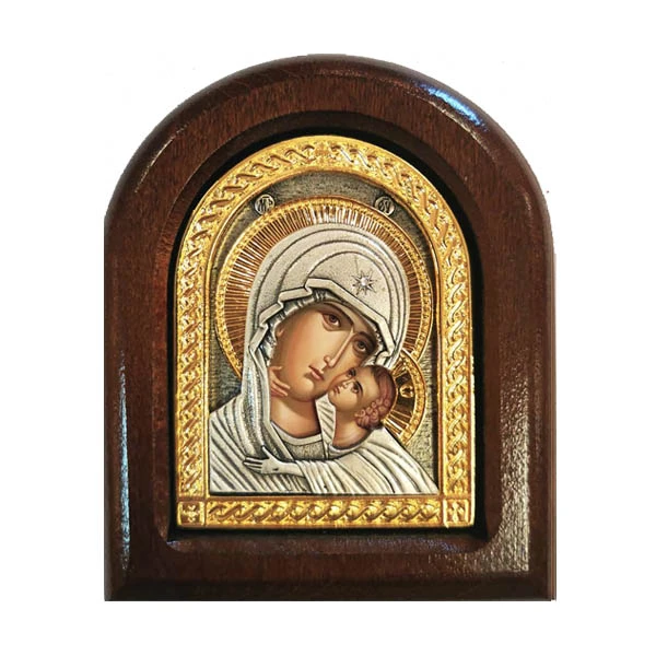 METAL ICON ON A WOOD OF THE HOLY MOTHER OF GOD-1