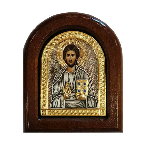 METAL ICON ON A WOOD JESUS ​​CHRIST-1