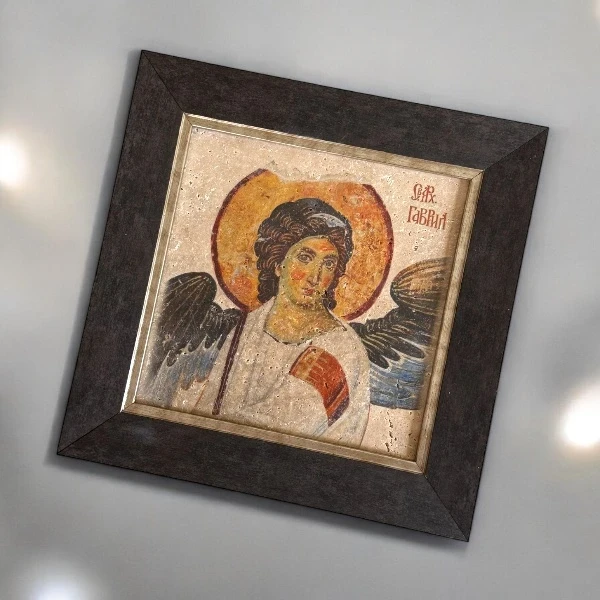 ICON ON STONE WHITE ANGEL IN A FRAME-2