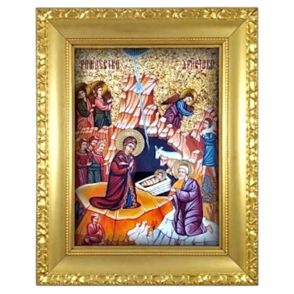 IKONA ROĐENJE HRISTOVO, BOŽIĆ 38x32 cm - pozlaćena-2