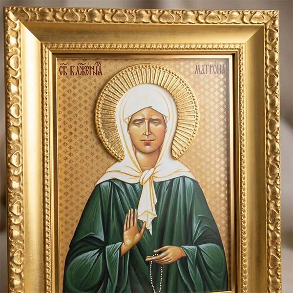 Velika slavska ikona Sveta Matrona Moskovska na drvetu 41x33 cm sa pozlatom-3
