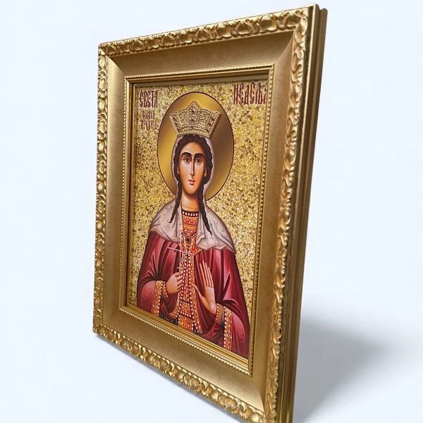 Velika slavska ikona Sveta Mucenica Nedelja na drvetu 41x33 cm pozlacena-2