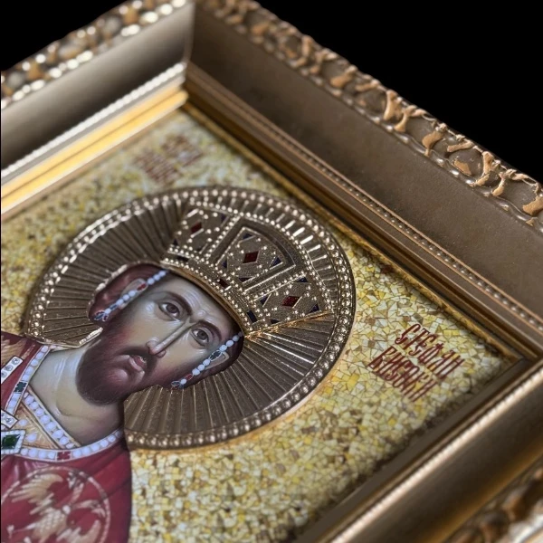 ICON OF THE HOLY DESPOT STEFAN LAZAREVIĆ 38x32 cm - gilded-2