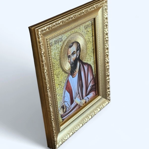 Velika pozlacena ikona Sveti Prorok Jelisej na drvetu 40x32 cm-3