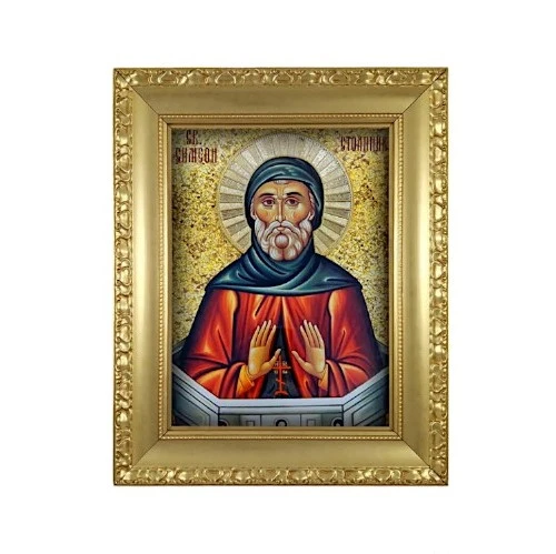 ICON OF SAINT SIMEON STOLPNIK 38x32 cm - gilded with glass-1
