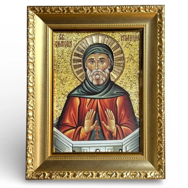 Ikona Svetog Simeona Stolpnika 41x33 cm - pozlaćena-2